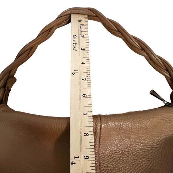 Plinio Visona Italy Classic Minimalist‎ Toffee Brown Pebble Leather Hobo Bag - Picture 8 of 11